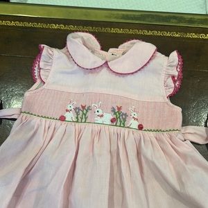 Smocked Easter bunny dress with bow